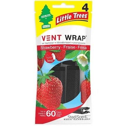 خوشبو کننده گیره ای خودرو لیتل تریز Vent Wrap 4 عددی رایحه توت فرنگی Little Trees Strawberry