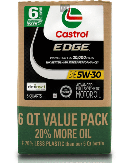 روغن موتور کاسترول 5W-30 ECO PACK مشکی تمام سنتتیک با حجم 5.6 لیتر، مناسب خودروهای بنزینی و دیزلی سبک، دارای عملکرد عالی در استارت سرد، کاهش مصرف سوخت و محافظت از موتور در برابر سایش و رسوبات.