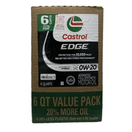 روغن موتور کاسترول 0W-20 ECO PACK مشکی حجم 5.6 لیتر، تمام سنتتیک با استاندارد API SP مناسب خودروهای هیبریدی و توربوشارژ، محافظت عالی از موتور، کاهش مصرف سوخت و استارت سریع در هوای سرد.
