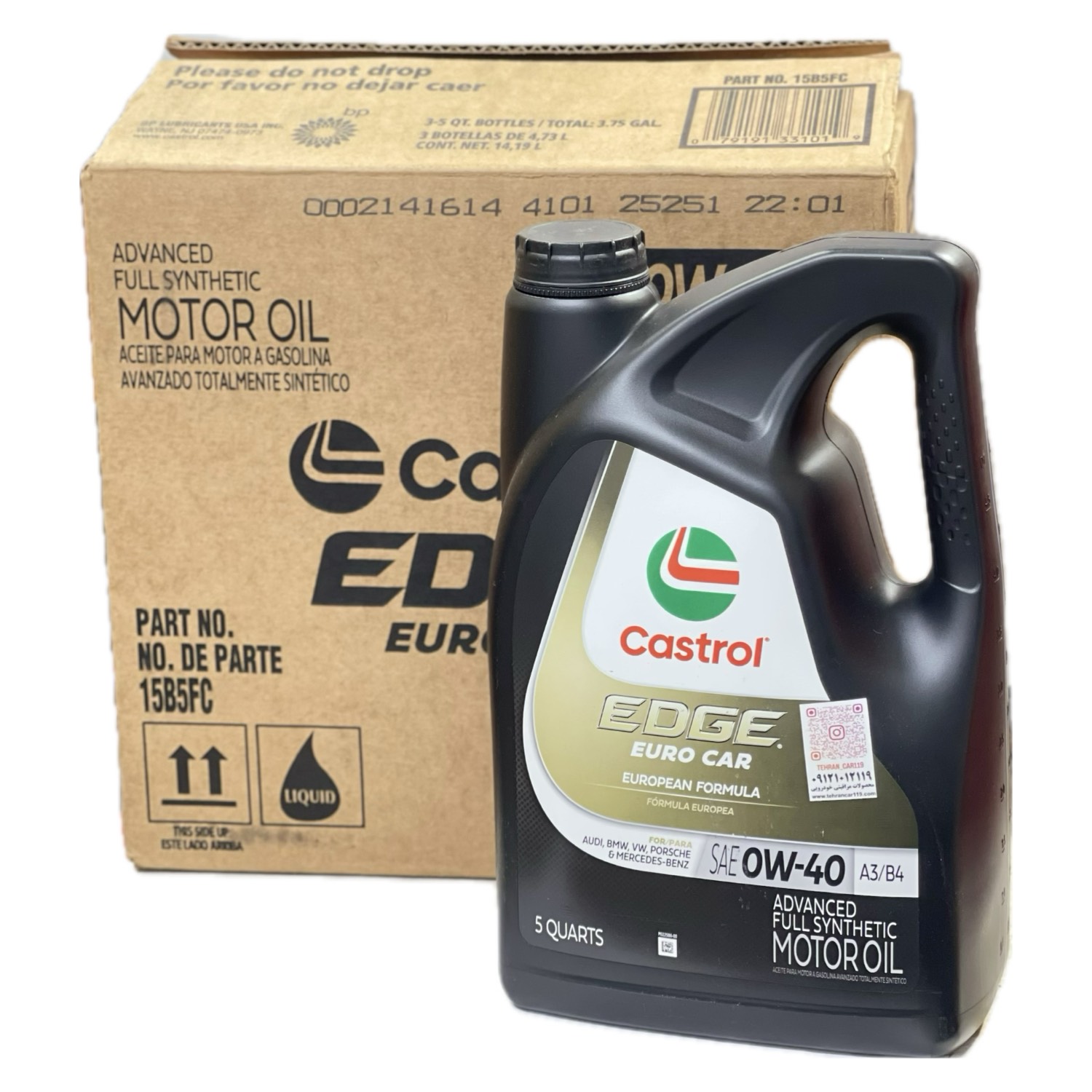 روغن موتور کاسترول EDGE 0W-40 تمام سنتتیک European Formula حجم 5 کوارت (4.73 لیتر) API SP مناسب BMW Mercedes Porsche VW روغن موتور کاسترول EDGE 0W-40 تمام سنتتیک European Formula حجم 5 کوارت (4.73 لیتر) با استاندارد API SP، مناسب خودروهای BMW، بنز، پورشه و فولکس واگن، با محافظت عالی از موتور، کاهش اصطکاک و عملکرد پایدار در دماهای بالا و استارت سرد.