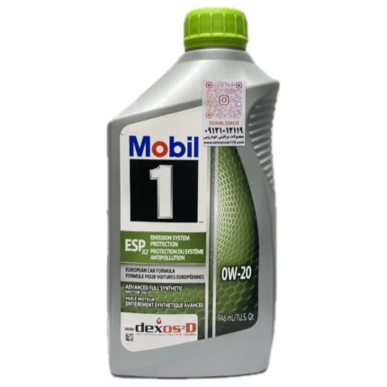 روغن موتور تمام سنتتیک موبیل وان ESP X2 با گرانروی 0W-20، حجم 946 میلی‌لیتر، ساخت آمریکا، مناسب خودروهای سازگار.