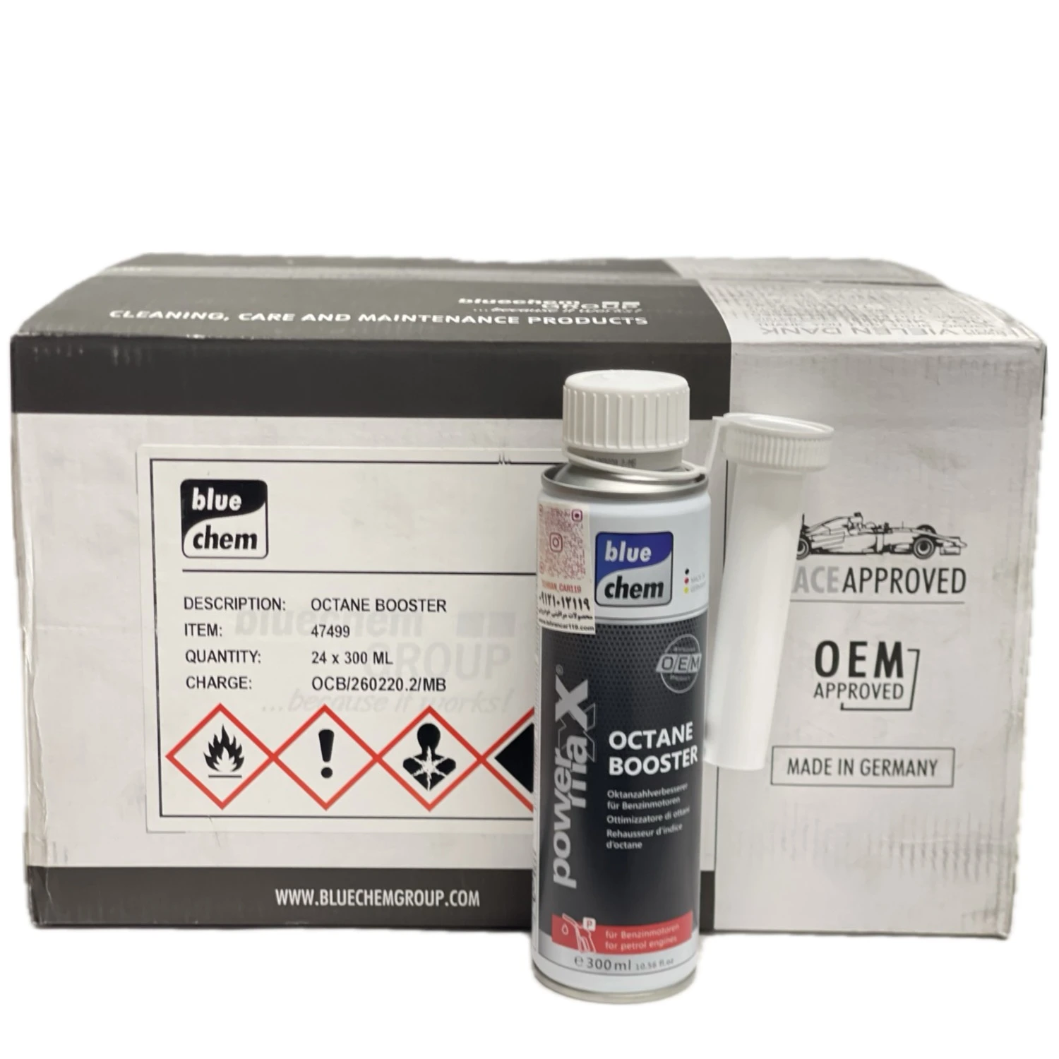 اکتان بوستر خودرو بلوکم Blue Chem POWER MAXX با افزایش اکتان تا ۵ پوینت، حجم ۳۰۰ میلیلیتر اکتان بوستر خودرو بلوکم Blue Chem POWER MAXX با افزایش اکتان تا ۵ پوینت، حجم ۳۰۰ میلیلیتر